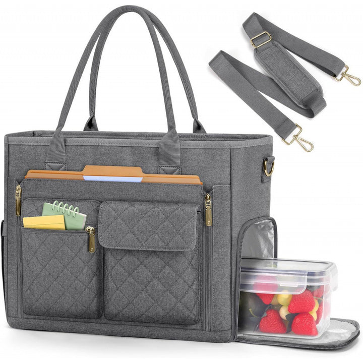 Multifunctional tote bag with structured interior layout and removable compartments Stornfield