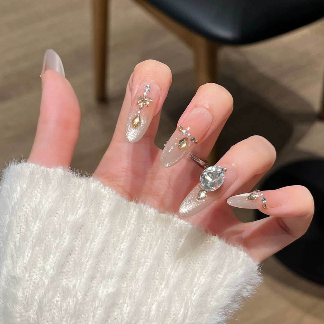 Glamorous Crystal-Studded Stiletto Press-On Nails Stornfield