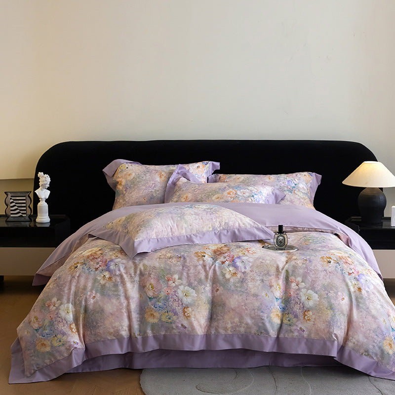 Luxury Floral Cotton Sateen Duvet Cover Set
