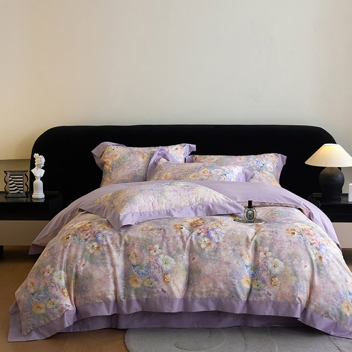 Luxury Floral Cotton Sateen Duvet Cover Set