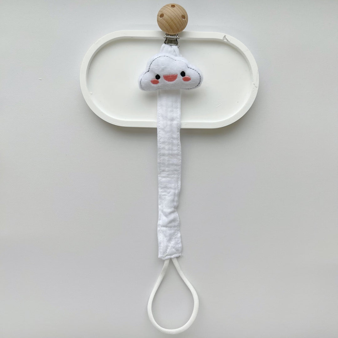 Baby Pacifier Clip with Plush Elephant Head Wooden Safety Clip