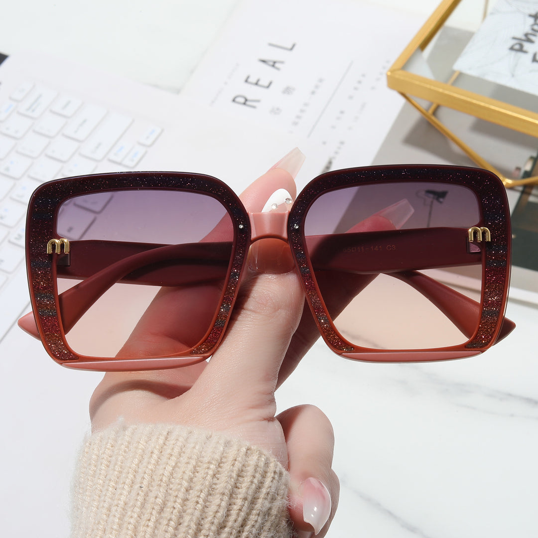 Ladies fashionable square sunglasses with shimmering frame Stornfield