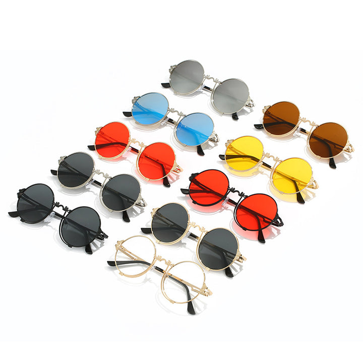 Women's stylish round metal sunglasses with artistic designs Stornfield