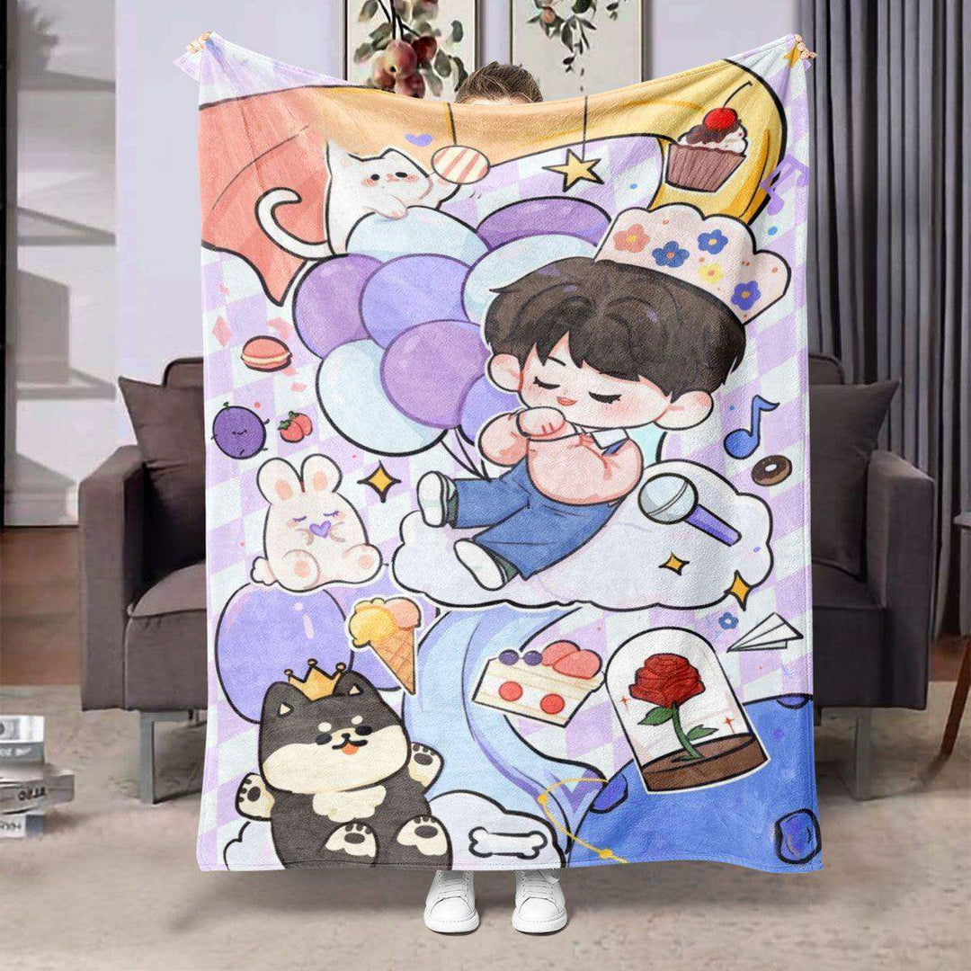 Cartoon Print Fleece Blanket