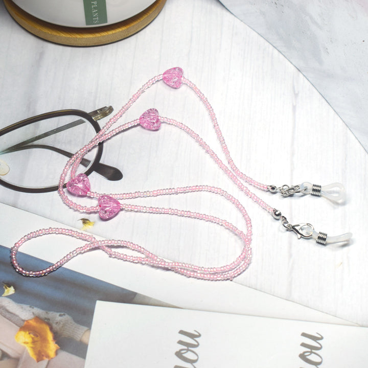 Heart-Embellished Beaded Eyewear Chain Stornfield