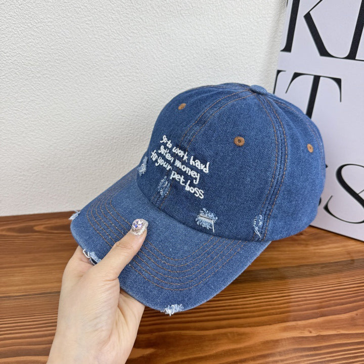 Women's Distressed Denim Statement Cap Stornfield