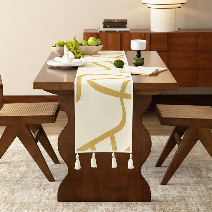 Light waffle beach towel with tassels and geometric jacquard pattern Stornfield