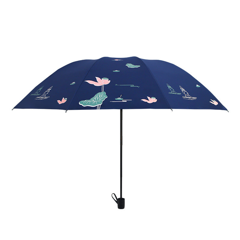 Women Folding Umbrella with Floral Accents Stornfield