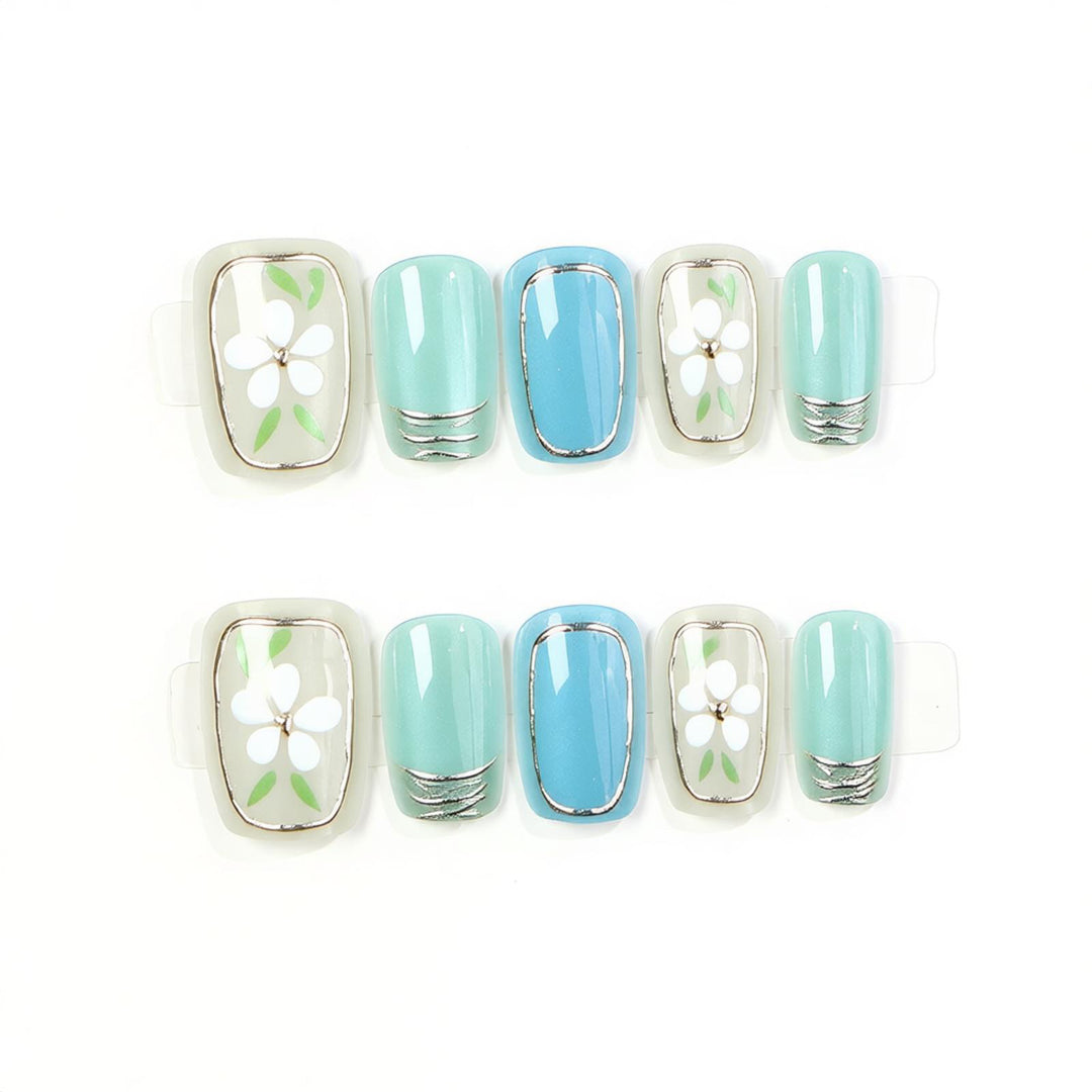 Decorative Press-On Nail Set with Floral Accents Stornfield