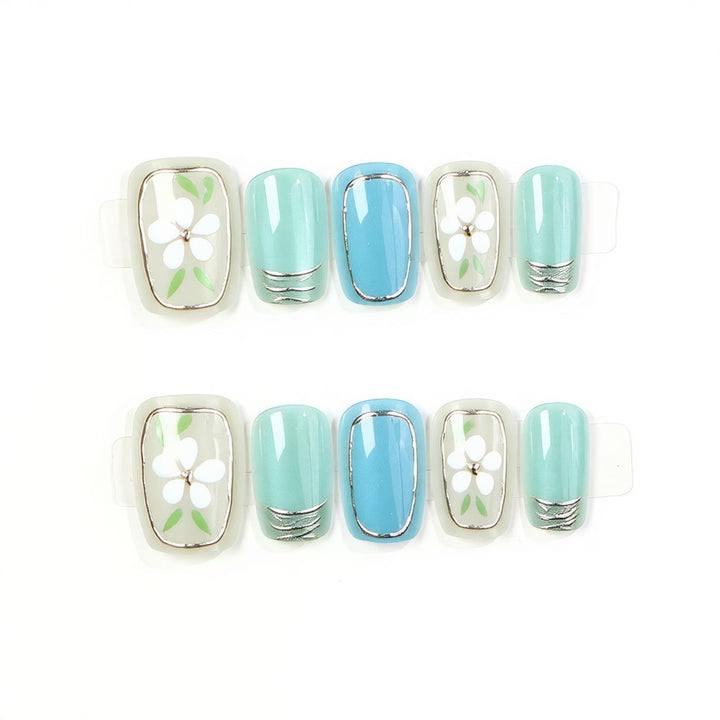 Decorative Press-On Nail Set with Floral Accents Stornfield