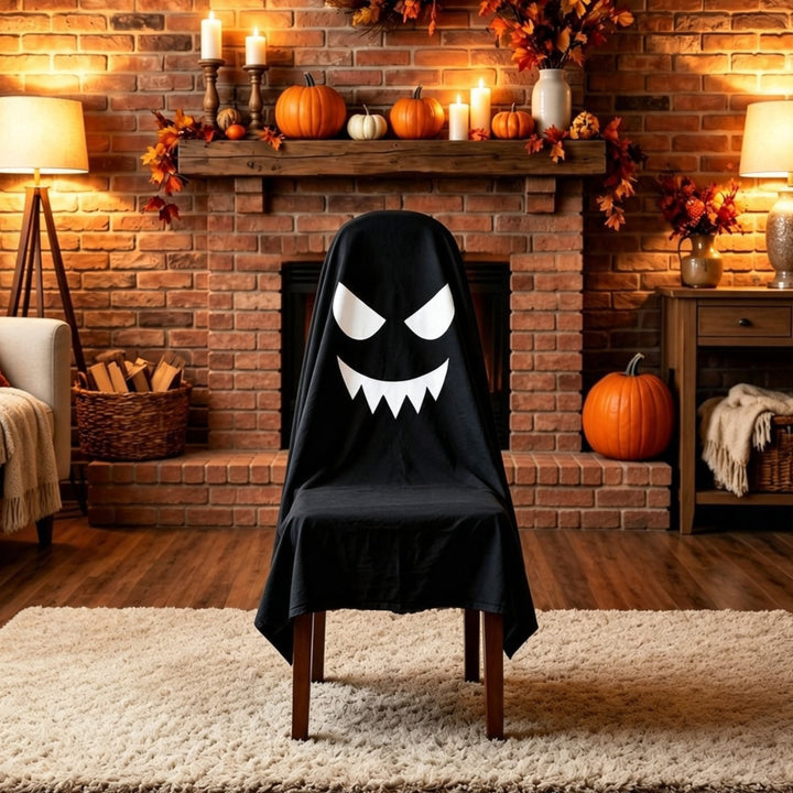 Ghost Throw Costume with Sewn-On Eyes and Bow Appliqué