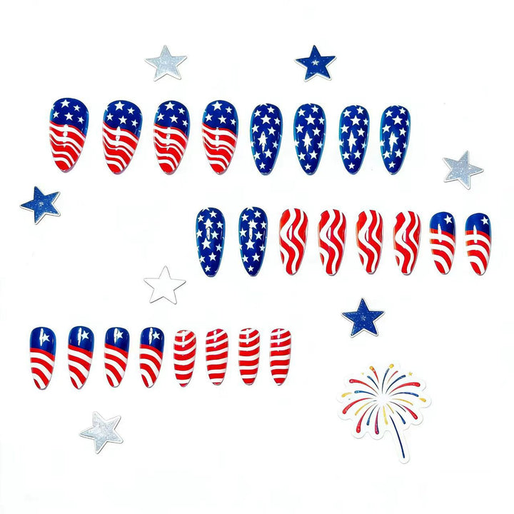 Artificial Nails In Patriotic Stars And Stripes Design Stornfield