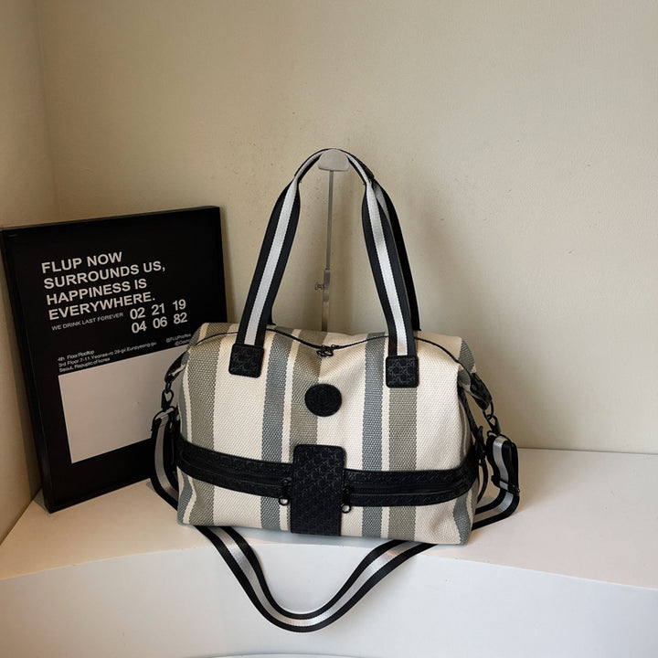 Stylish Striped Weekend Duffel Bag Stornfield