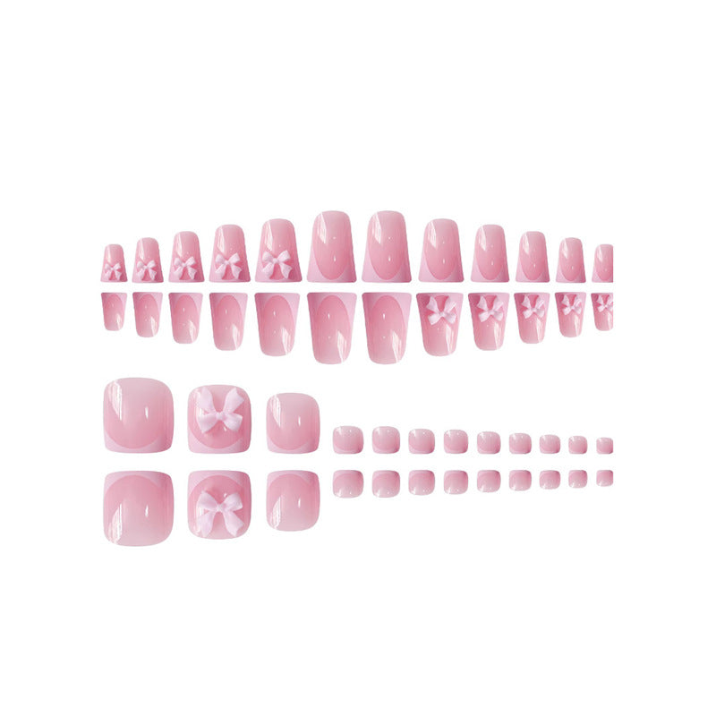 Decorative Press-On Nail Art with Bow Accents Stornfield