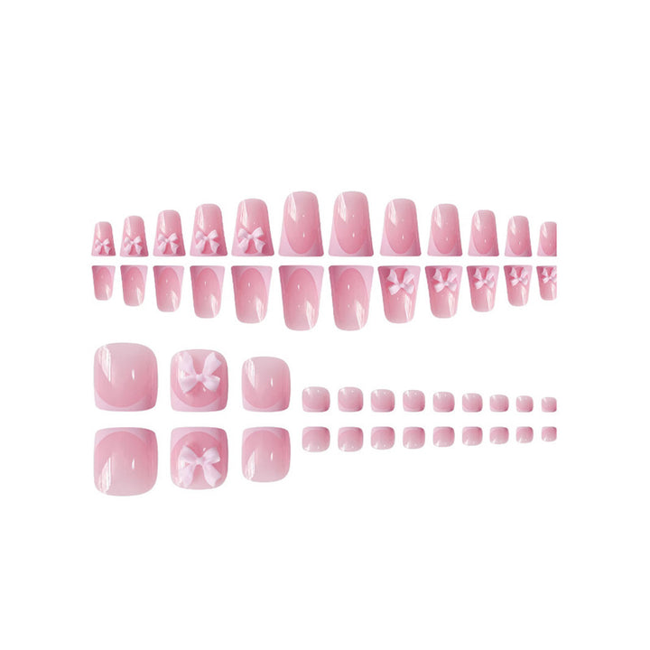 Decorative Press-On Nail Art with Bow Accents Stornfield