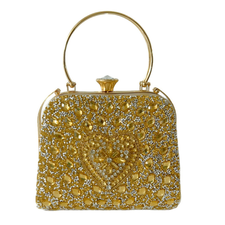 Heart-Shaped Crystal Evening Handbag