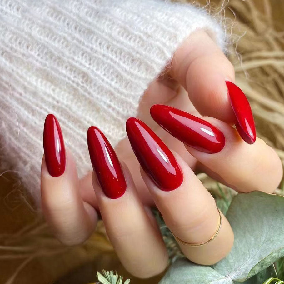 Glossy Stiletto Press-On Nail Set with Durable Adhesive Stornfield