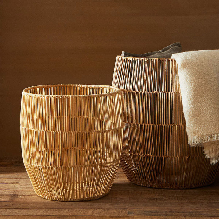 Handmade storage basket made of rattan Stornfield