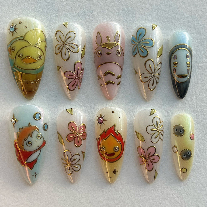 Artistic Character-Themed Press-On Nail Art Set Stornfield