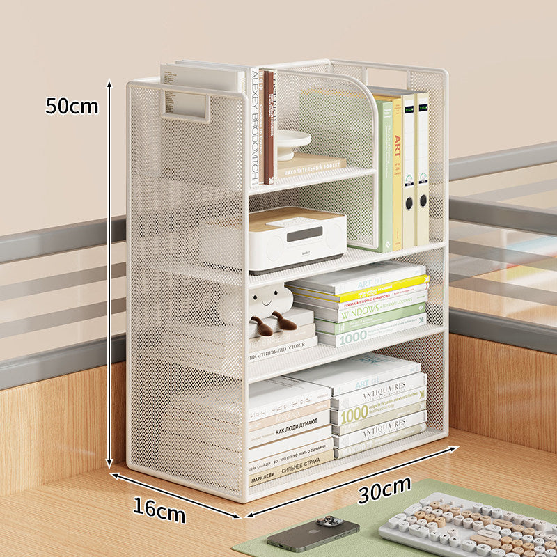 Mesh Desktop Open-Shelf Organizer with Integrated Handles and Dividers