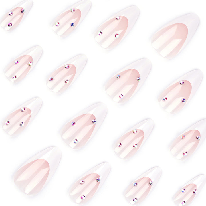 Elegant French Nail Art with Rhinestone Decorations Stornfield