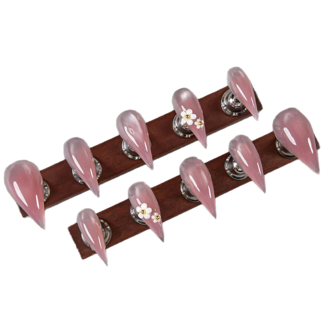 Elegant Stiletto Press-On Nail Set with Floral Embellishments