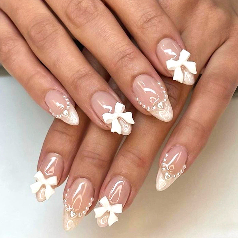 Decorative Press-On Nail Tips with Bow Accents Stornfield