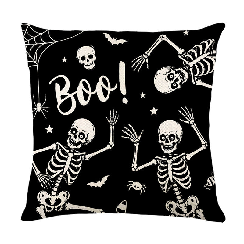 Halloween Ghost Cotton-Linen Square Throw Pillow Covers Set with Hidden Zipper