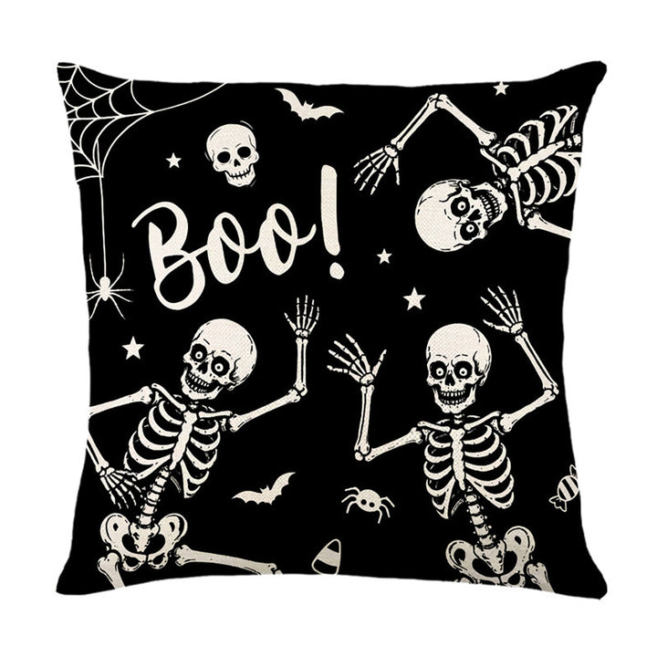 Halloween Ghost Cotton-Linen Square Throw Pillow Covers Set with Hidden Zipper