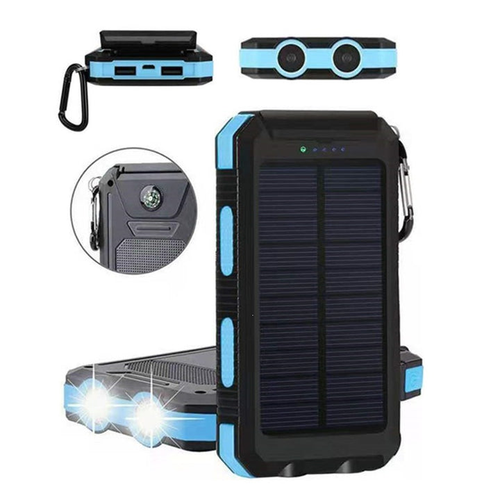 Solar-powered power bank with impact-resistant design and integrated carabiner Stornfield