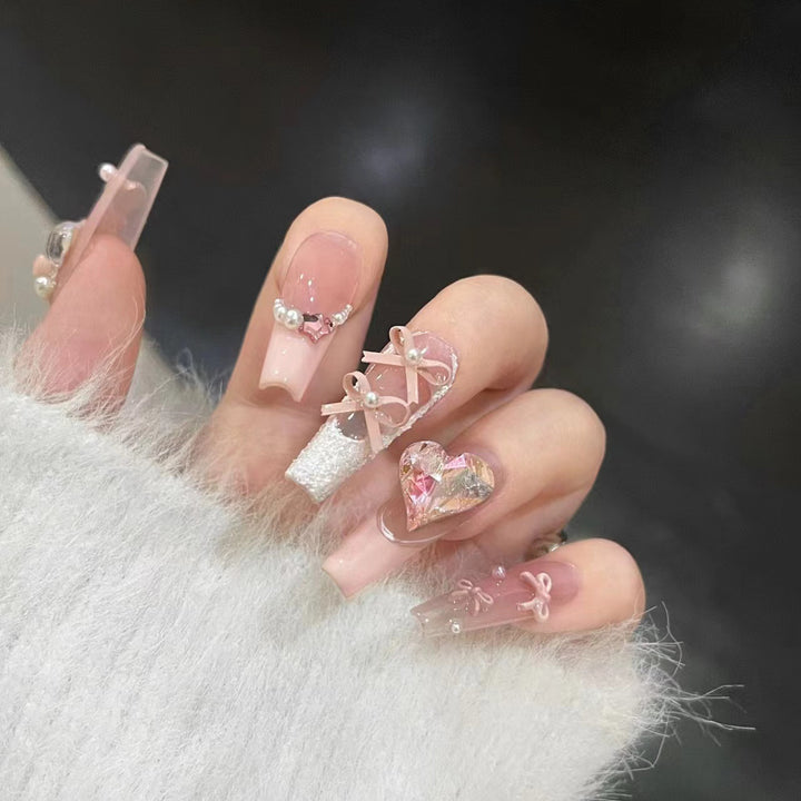 Artisan Floral Embellished Press-On Nail Set Stornfield