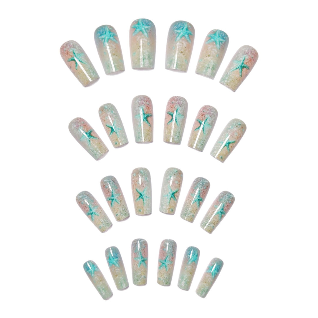 Glittering artificial nails with maritime star motif Stornfield