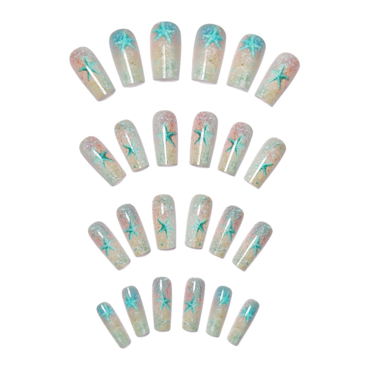 Glittering artificial nails with maritime star motif Stornfield