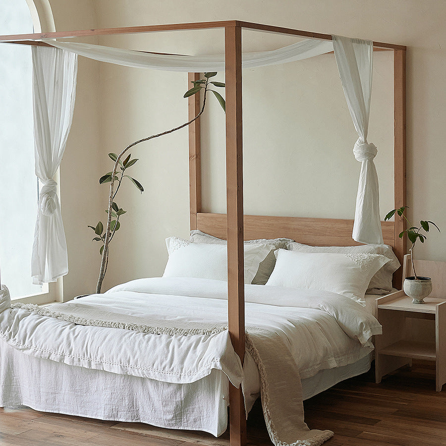Linen Four-Poster Canopy Bedding Set