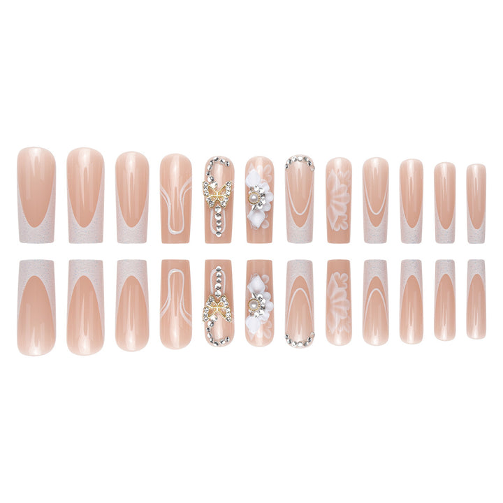 Decorative Floral and Gem-Embellished Press-On Nails Stornfield