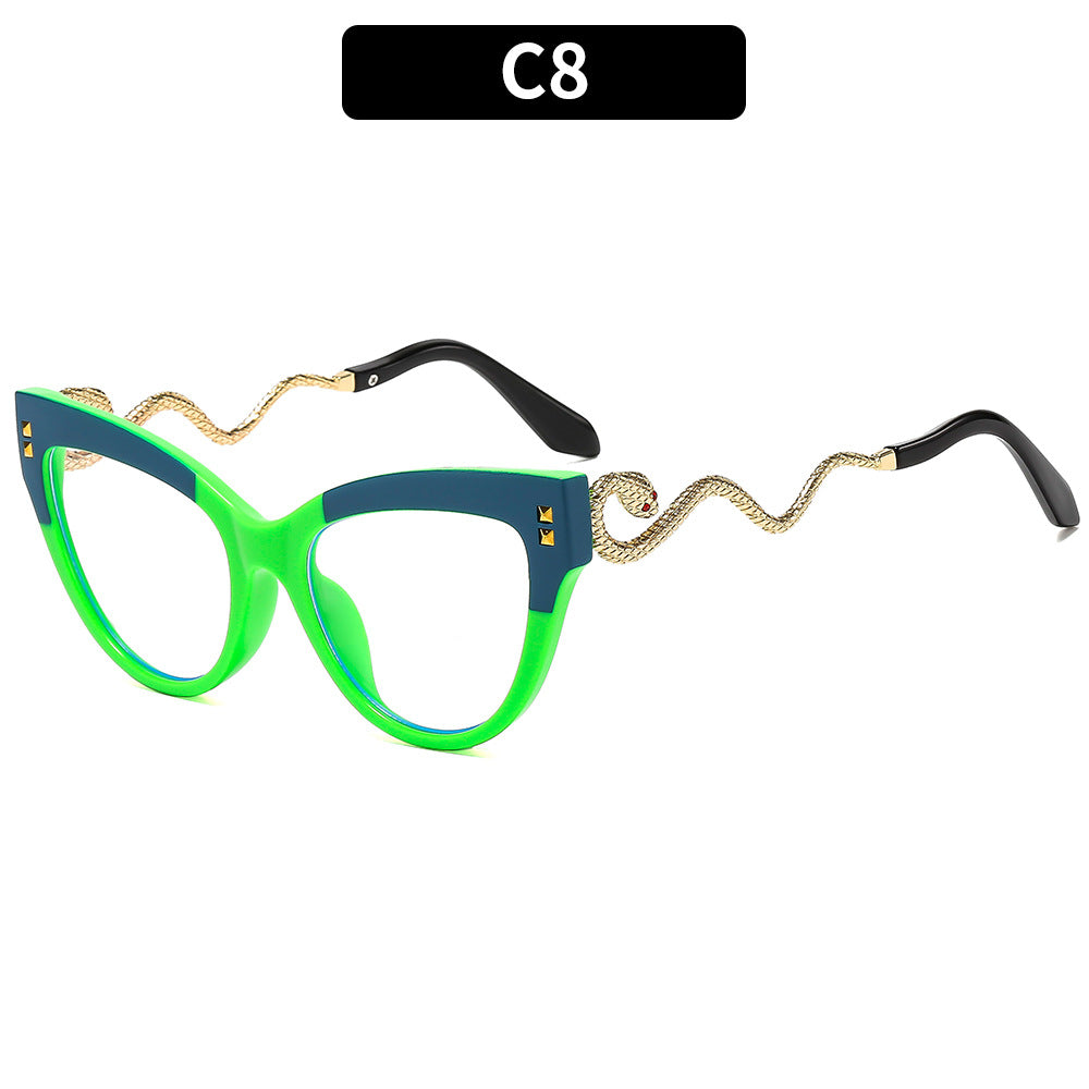 Stylish Cat-Eye Sunglasses with Unique Snake Temples