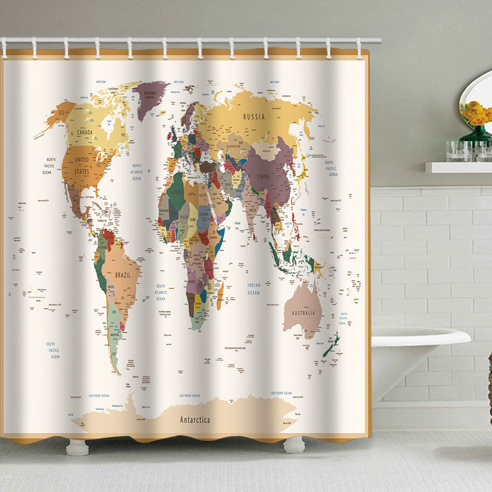 Vintage World Map Shower Curtain Stornfield