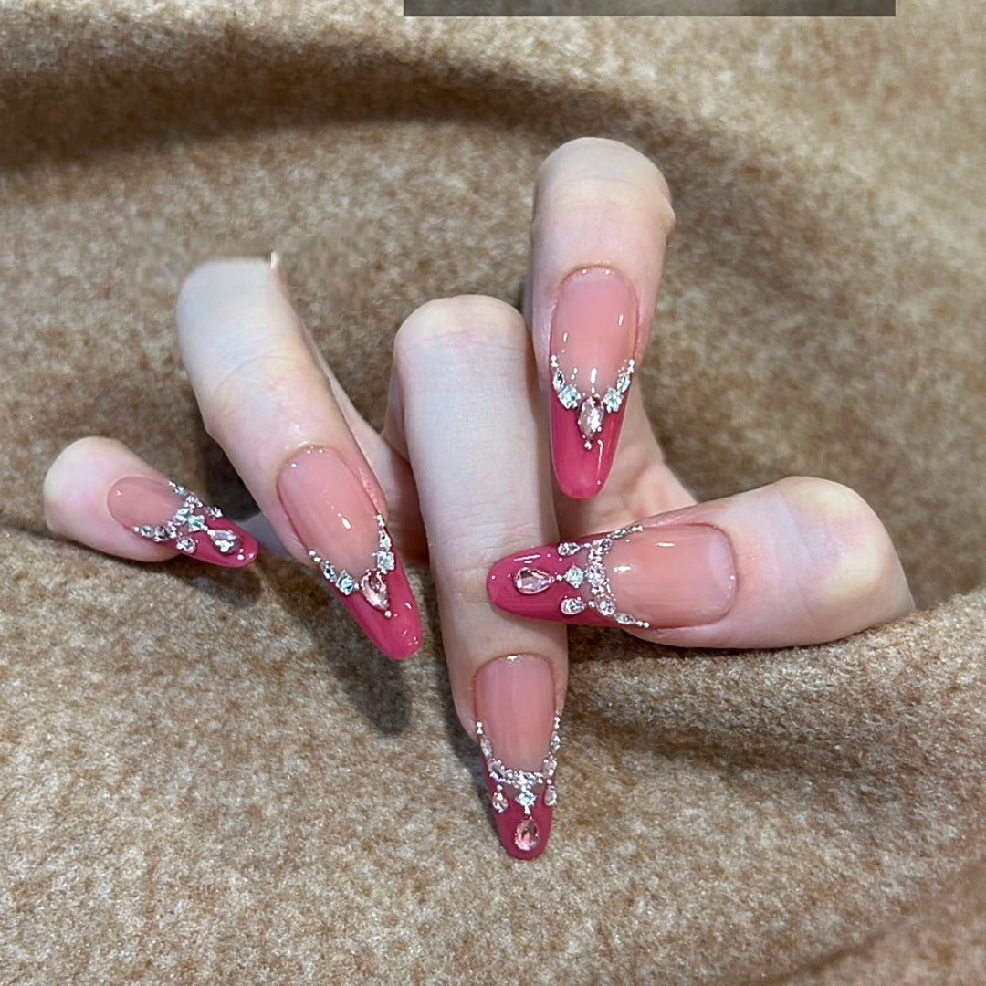 Luxurious Press-On Nail Art Set with Rhinestone Detailing Stornfield