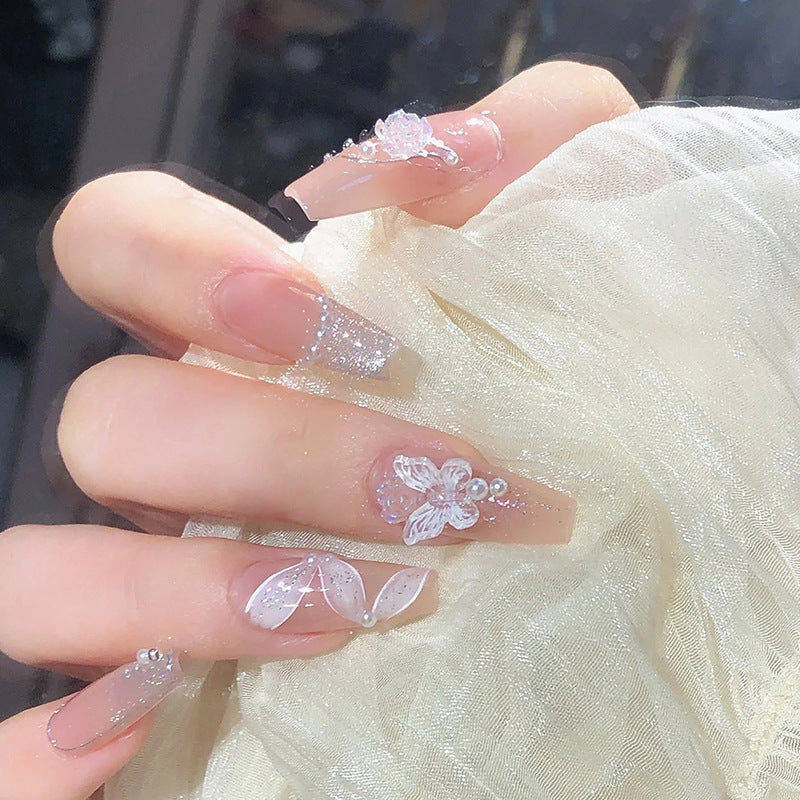 Decorative Floral Stiletto Press-On Nails Stornfield