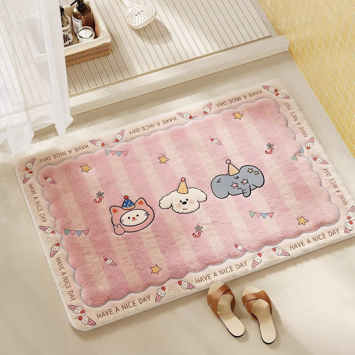 Whimsical Animal-Themed Plush Bath Mat
