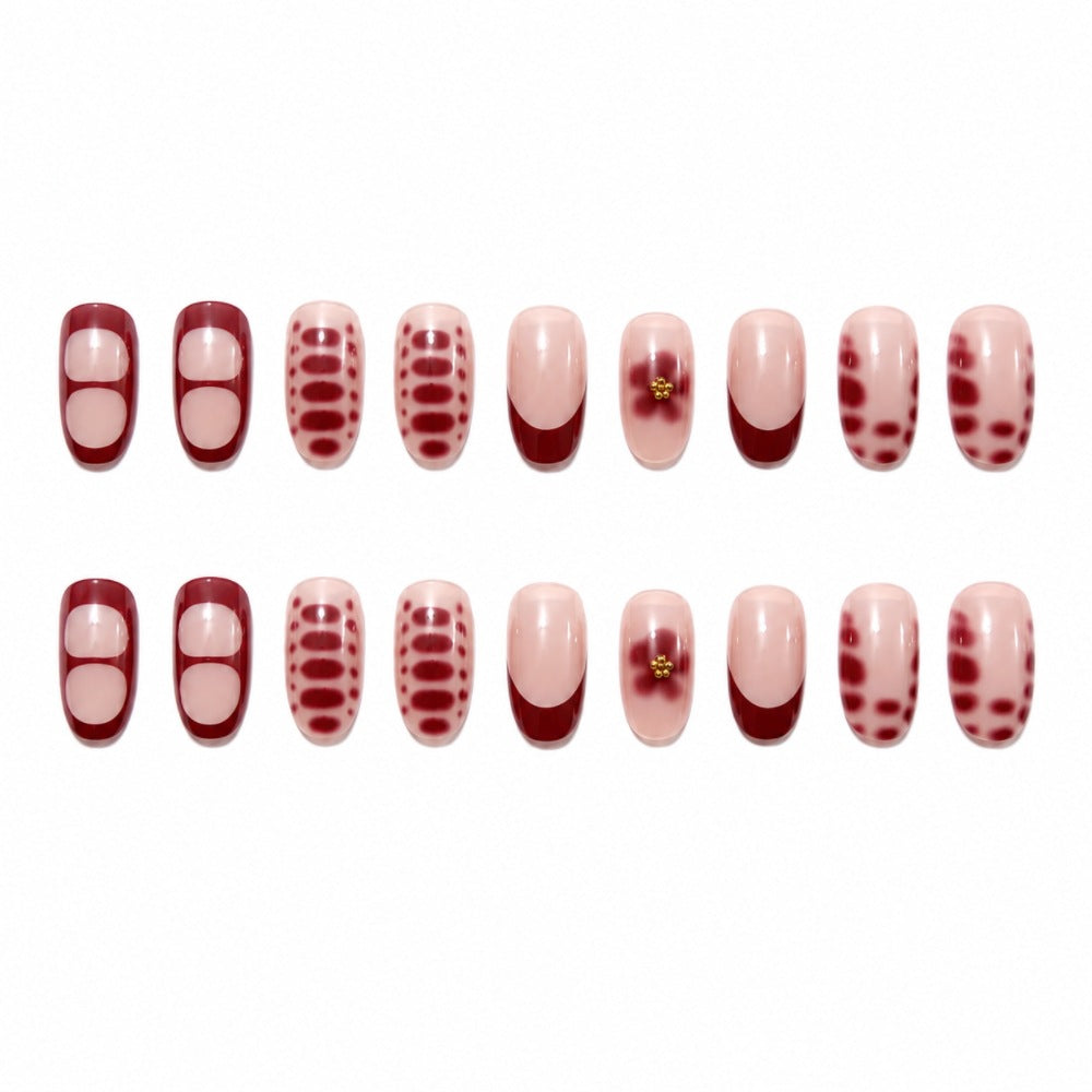 Elegant Artificial Nails with Floral Design and Shine Stornfield