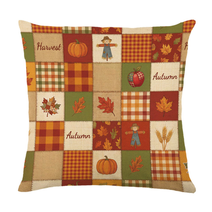 Decorative Autumn Basket Pumpkin Sunflower Square Pillow Cover with Hidden Zipper