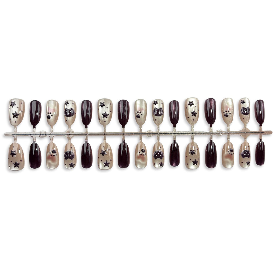 Decorative Press-On Nail Art Set with Whimsical Animal Designs