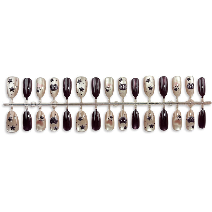 Decorative Press-On Nail Art Set with Whimsical Animal Designs