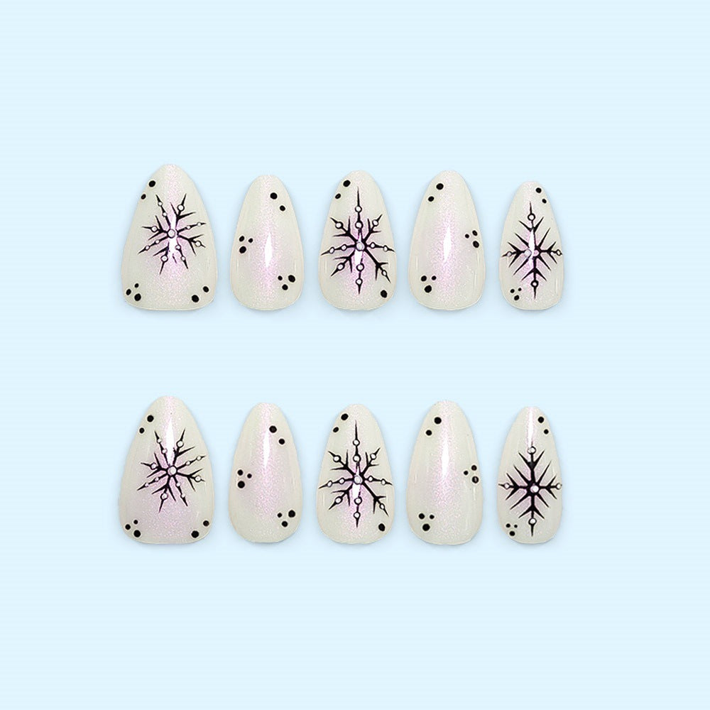 Artificial nail set with snowflake pattern Stornfield