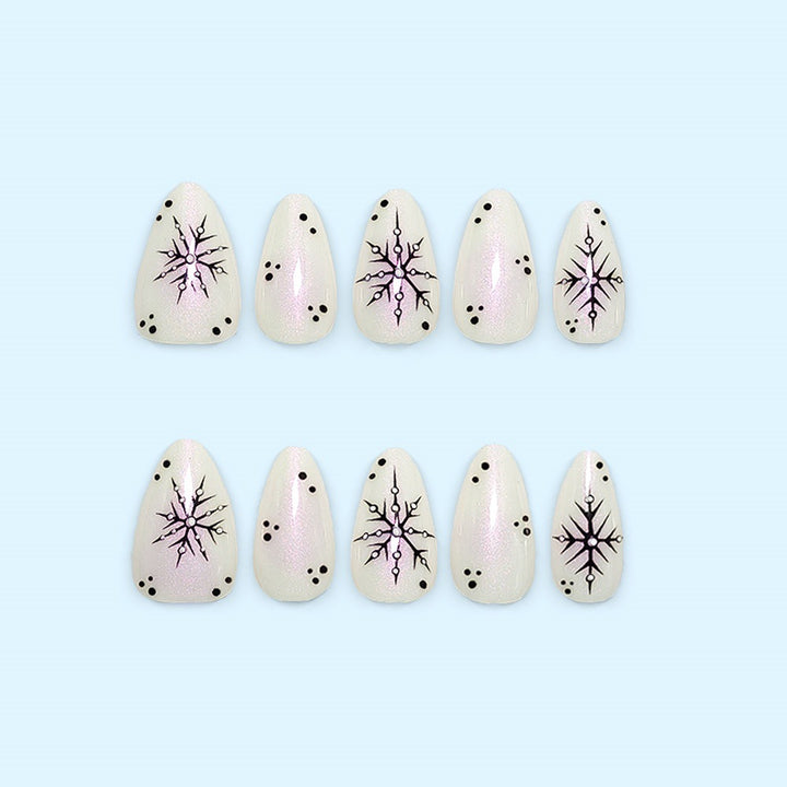 Artificial nail set with snowflake pattern Stornfield