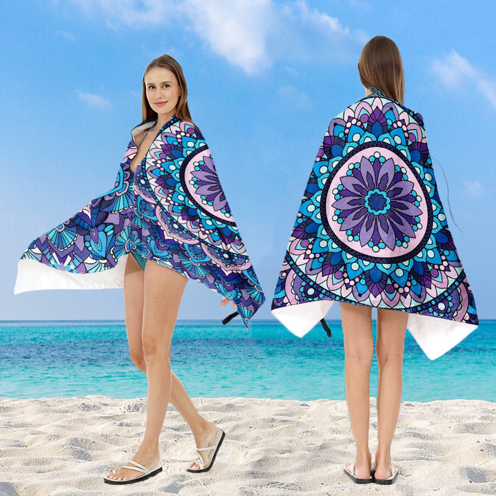 Hooded sun tent for the beach with creative mandala design Stornfield