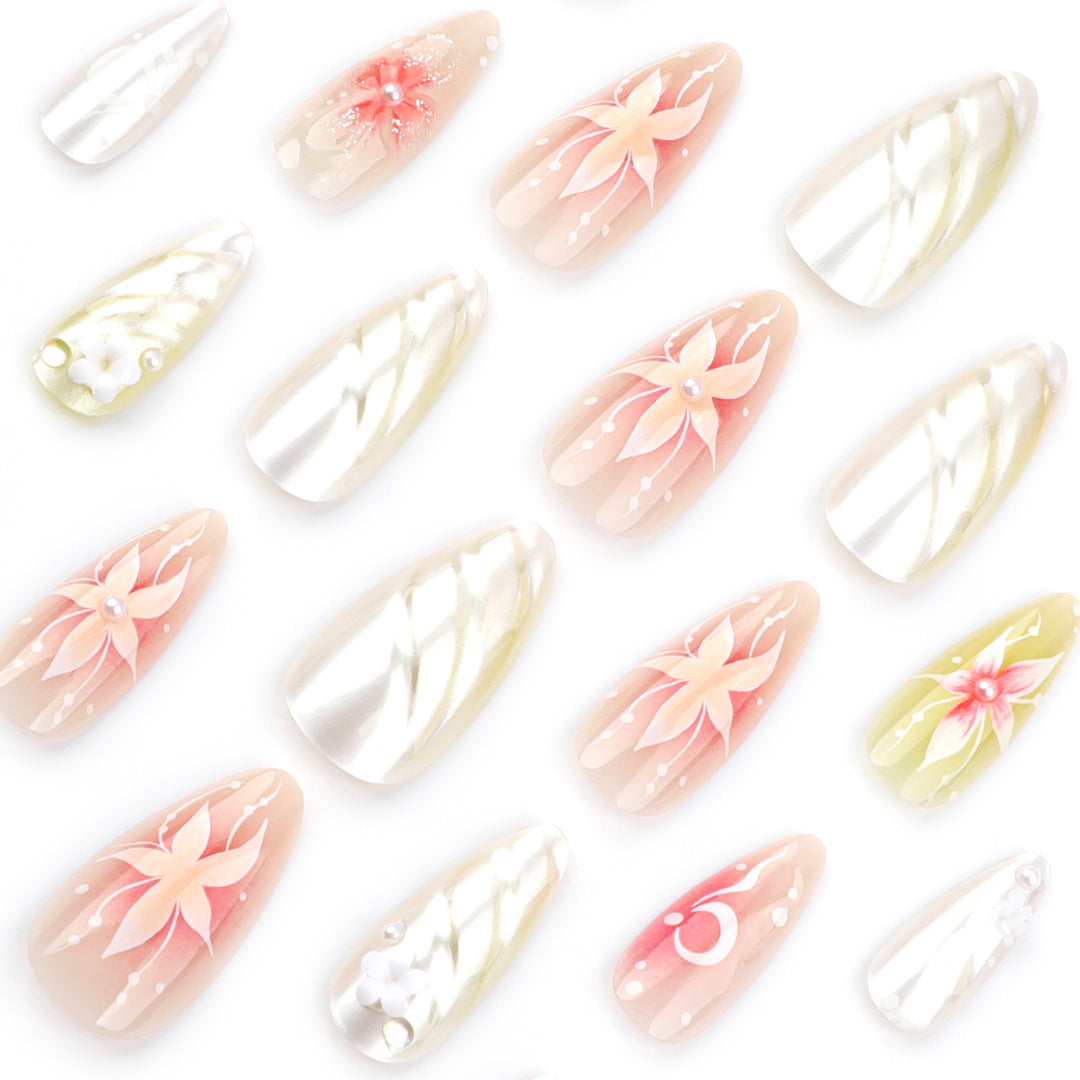 Artful Nail Extensions with Floral and Elegant Design Stornfield