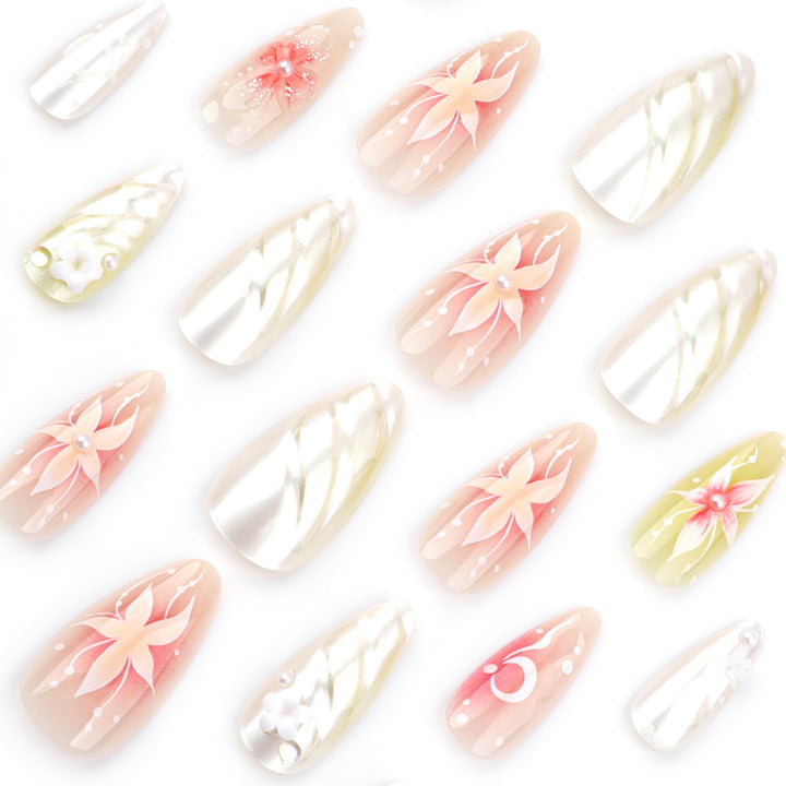Artful Nail Extensions with Floral and Elegant Design Stornfield