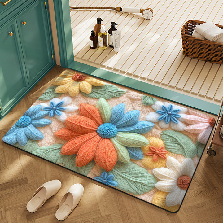 Floral Motif Bath Mat Stornfield